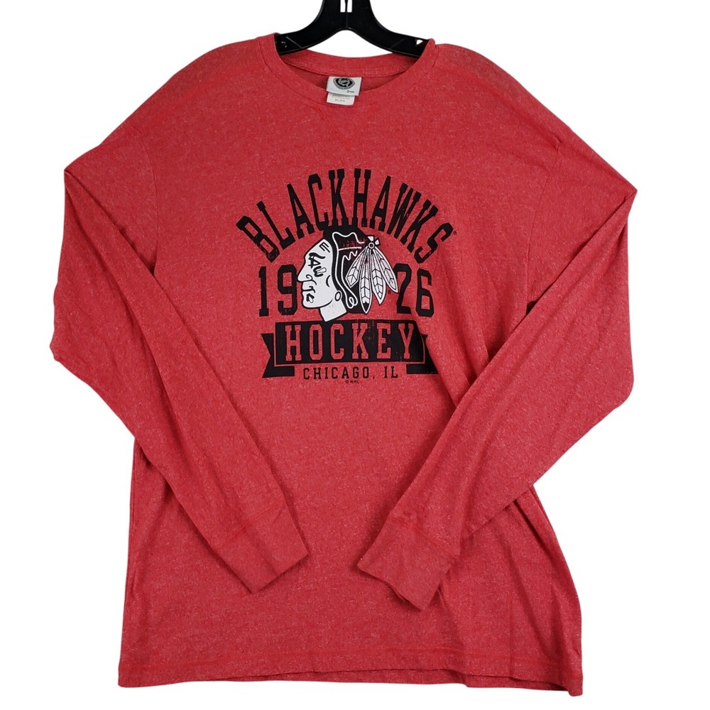 Chicago Blackhawks NHL T Shirt Mens XL Red Long Sleeve Hockey 1926 Graphic Tee